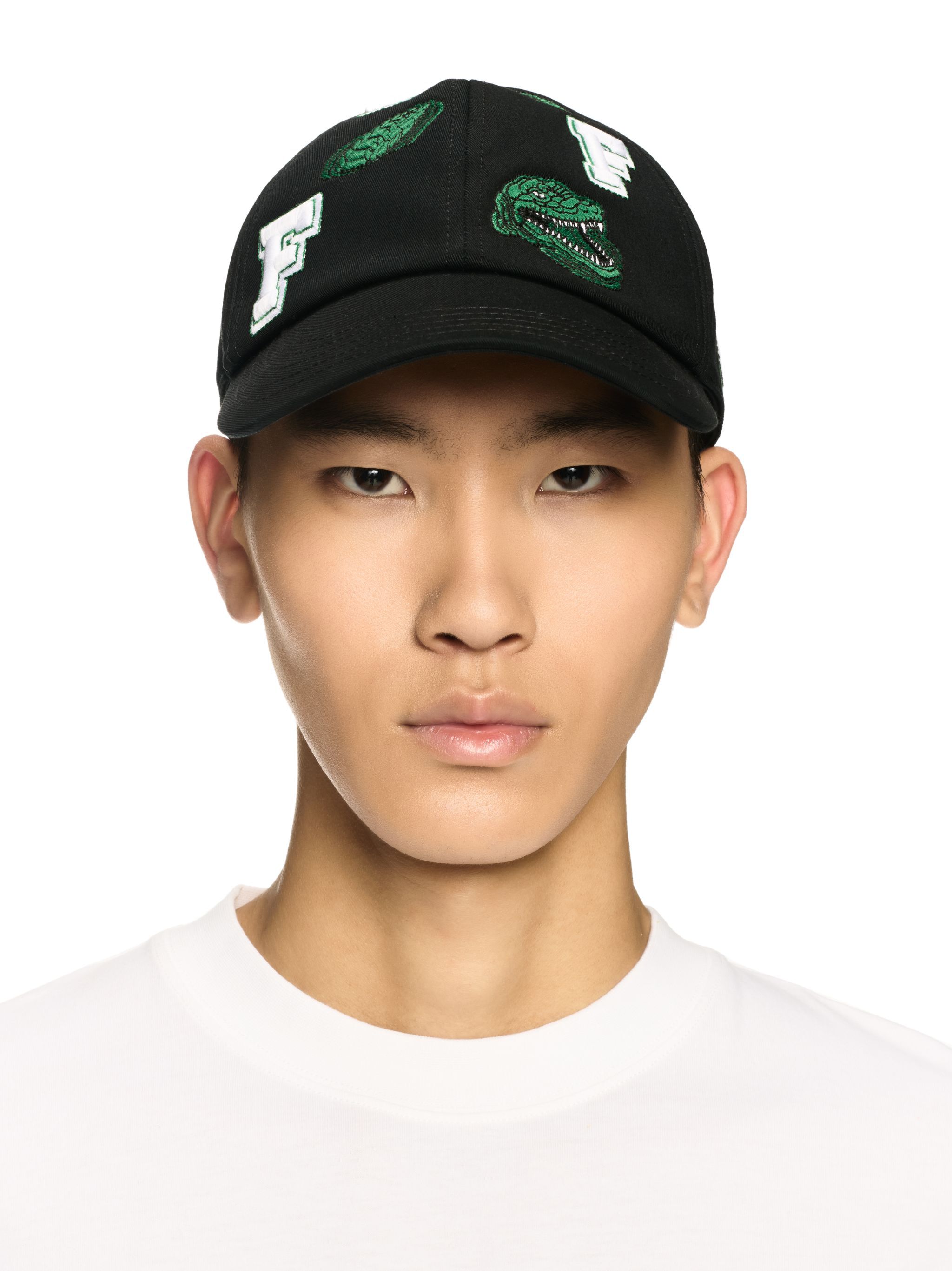 OFF WHITE Black Crocodile Baseball Cap BLACK OMLA049S25FAB007