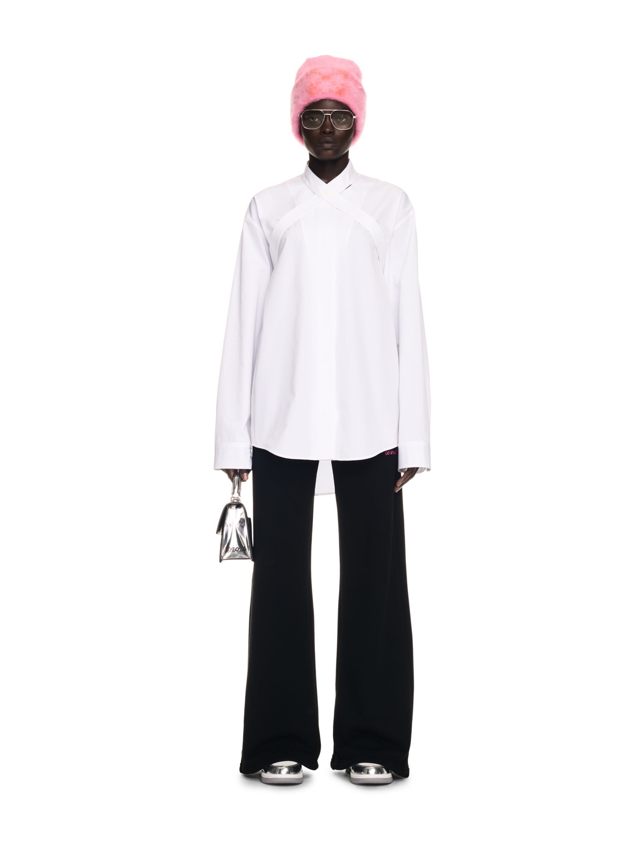 OFF WHITE Poplin Cross Over Shir WHITE OWGE017F24FAB001