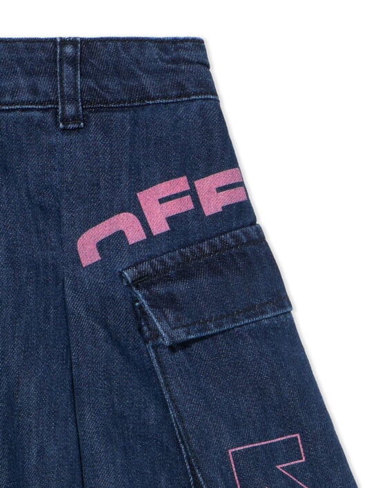 Type Logo Denim Skirt OFF WHITE Type Logo Denim Skirt INDIGO - FUCHSIA OGYF009F25DEN001