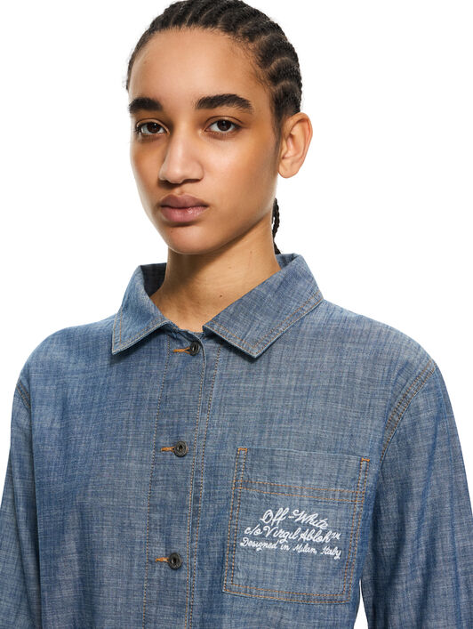 OFF WHITE Chambray Denim Pajama Shirt Dark Blue-White 2YD013S26DEN001