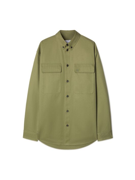 OFF WHITE OW EMB COT MILIT OVERSHIRT GREEN OMES009F24FAB001