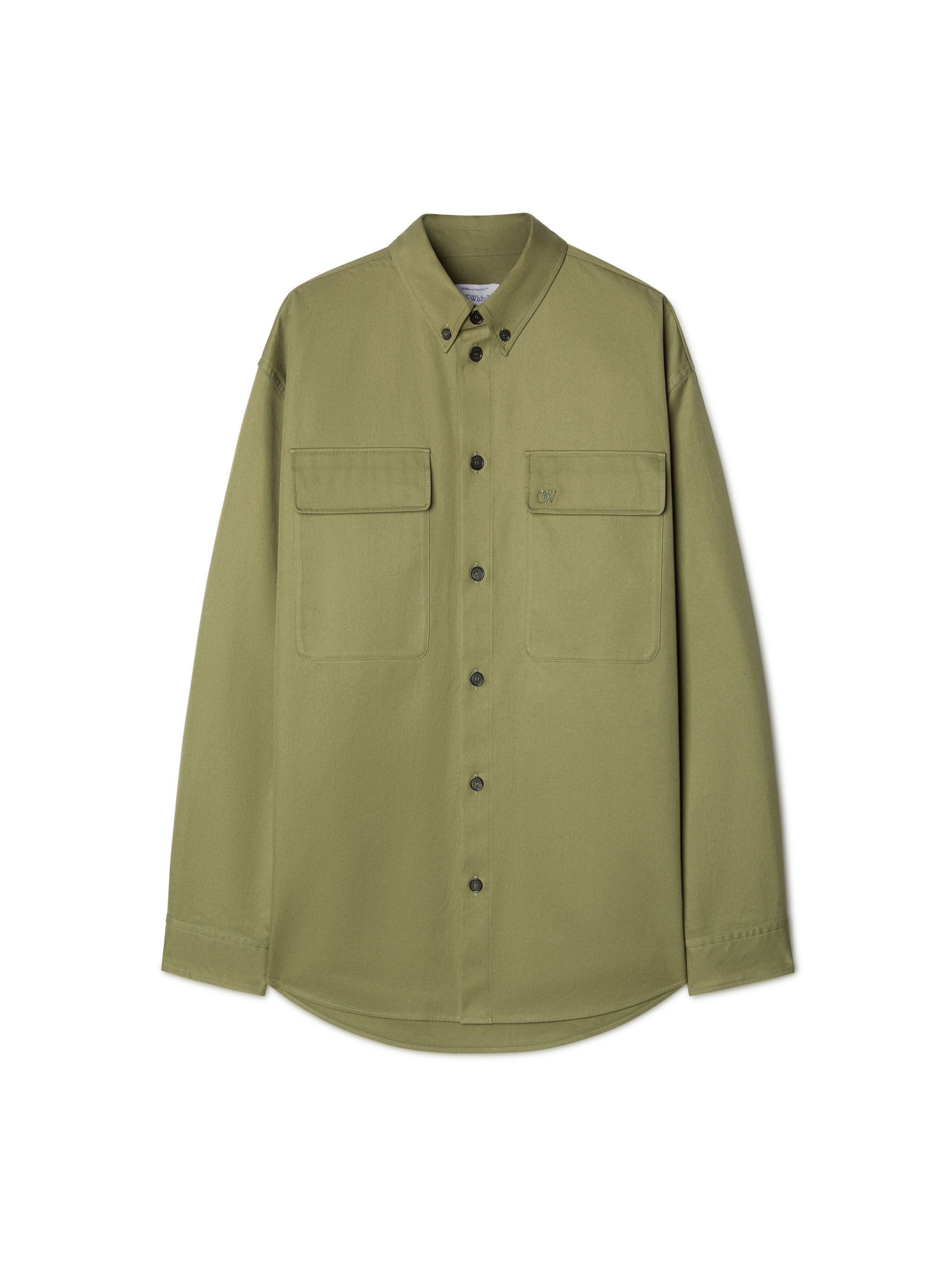 OFF WHITE OW EMB COT MILIT OVERSHIRT GREEN OMES009F24FAB001