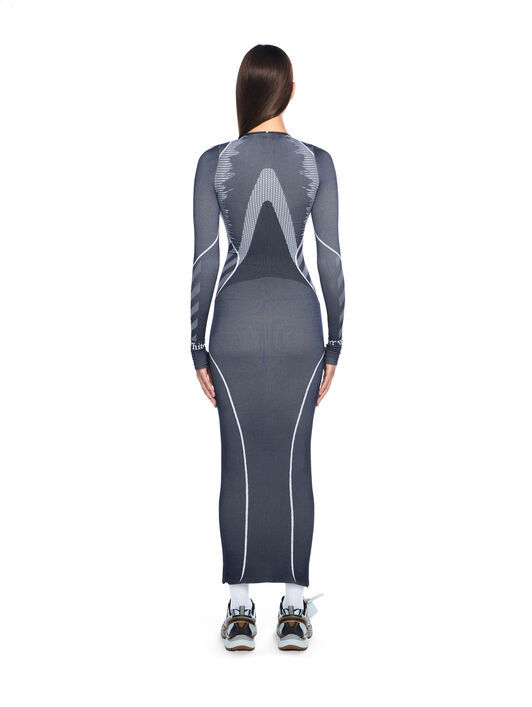 OFF WHITE Diag Seamless Zip Dress BLUE IRIS-WHITE OWVT028F25KNI001