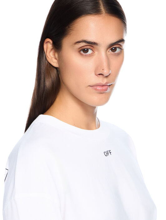 OFF WHITE Embroidered Flowers Arrow Long Sleeve T-Shirt WHITE - BLACK OWAB038F25JER001