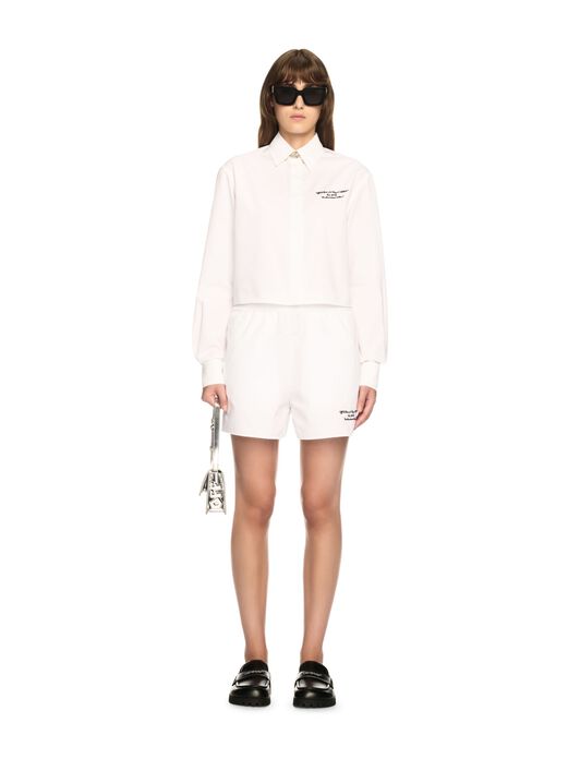 OFF WHITE White Poplin Boxy Long-Sleeved Shirt WHITE OWGE02AS25FAB001