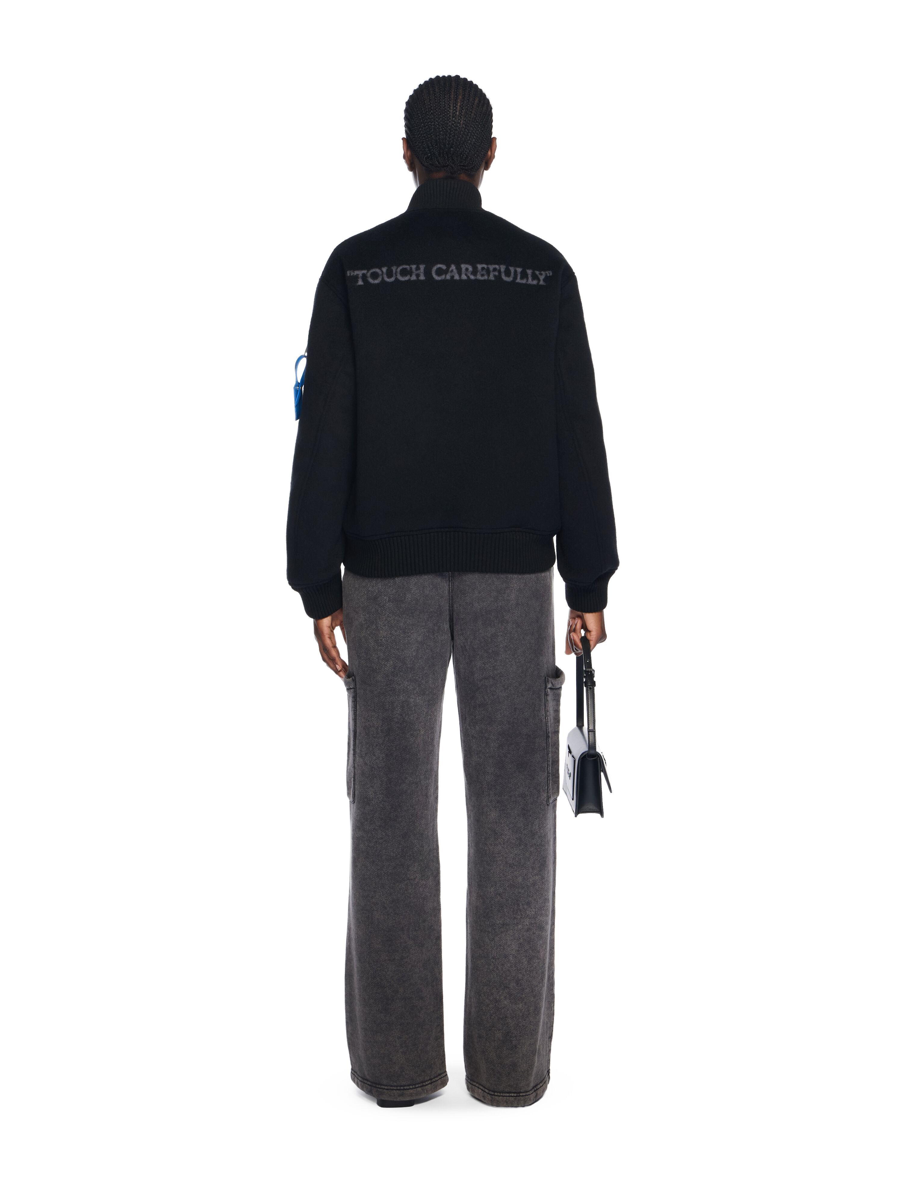 OFF WHITE Quote Bomber Jacket BLACK - DARK GREY OWEH031F25FAB001