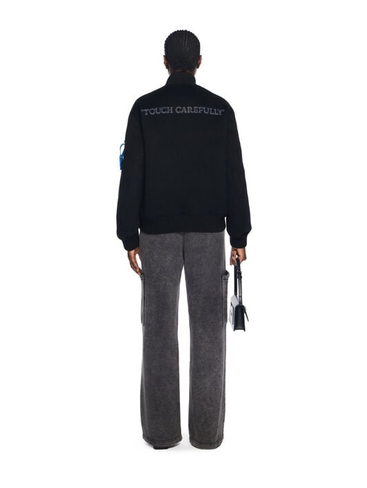 Quote Bomber Jacket OFF WHITE Quote Bomber Jacket BLACK - DARK GREY OWEH031F25FAB001