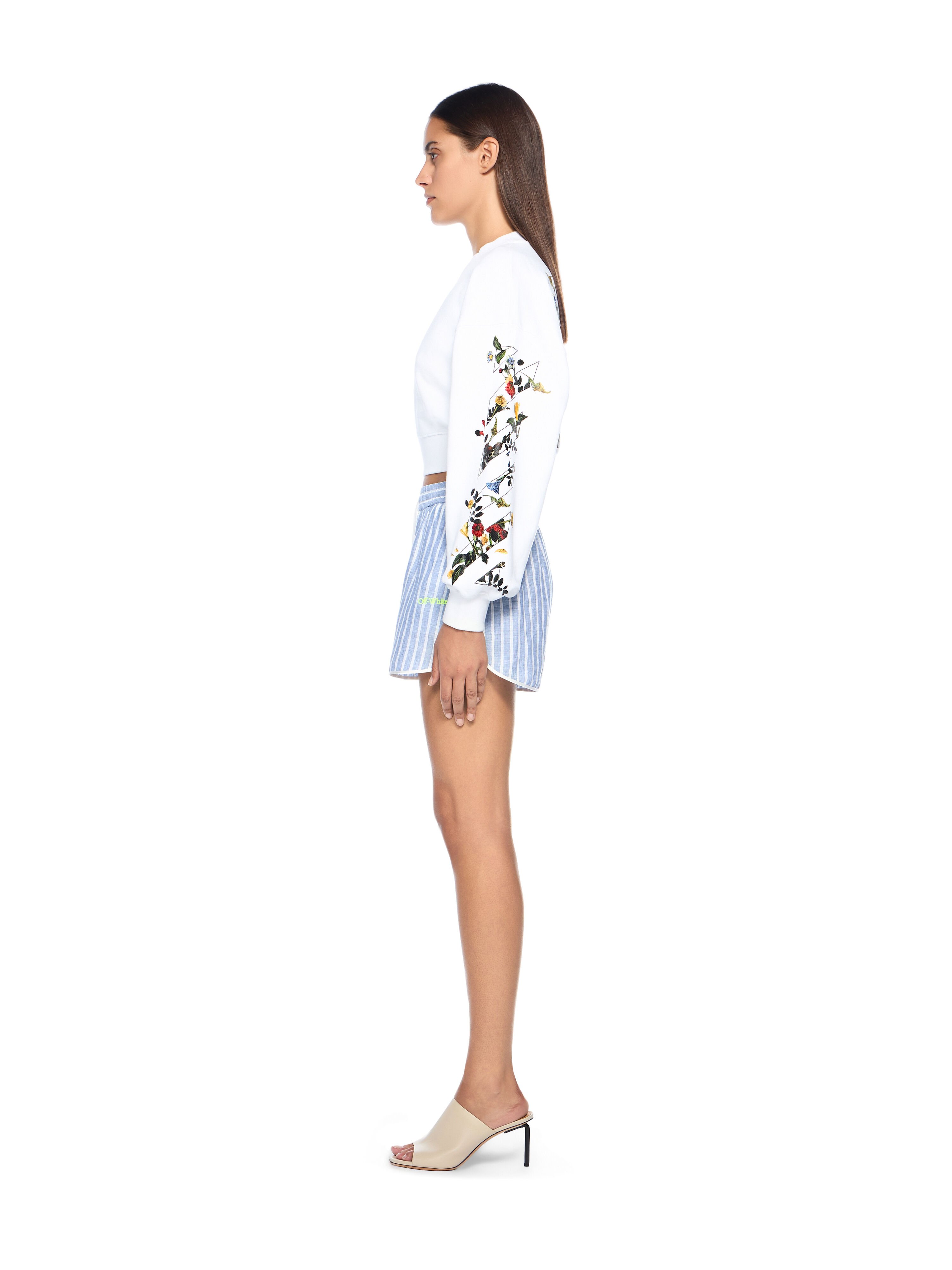 OFF WHITE Arrow Flowers Crop Crew Logo Sweatshirt WHITE OWBA079F25FLE001
