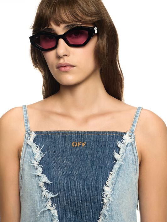 OFF WHITE Blaues Denim Doll-Kleid BLAU OWYM033S25DEN001