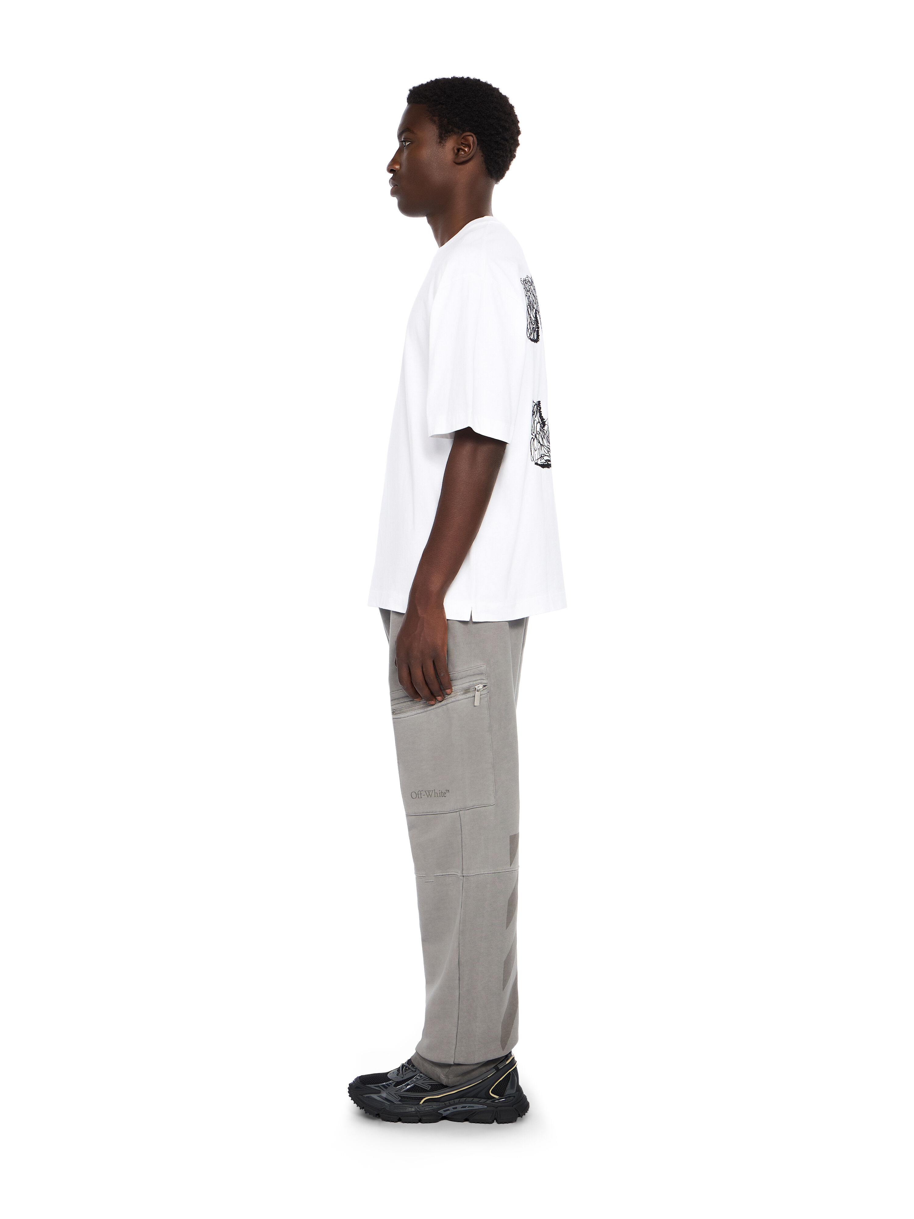 OFF WHITE Scribble Arrow Skate Logo T-Shirt WHITE - BLACK OMAA120F25JER00C