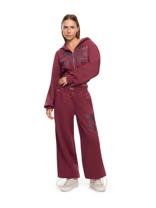 LAB L/AB Logo Cropped Boxy Jacket Burgundy LABF2639G00040T