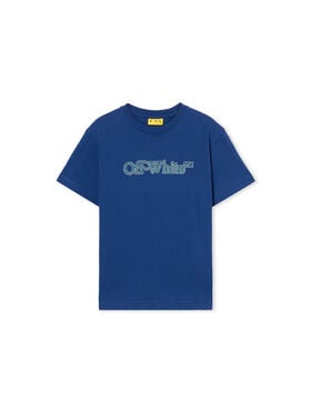 OFF WHITE Big Bookish Crackle Logo T-Shirt BLUE - TEAL OBAA002F25JER001