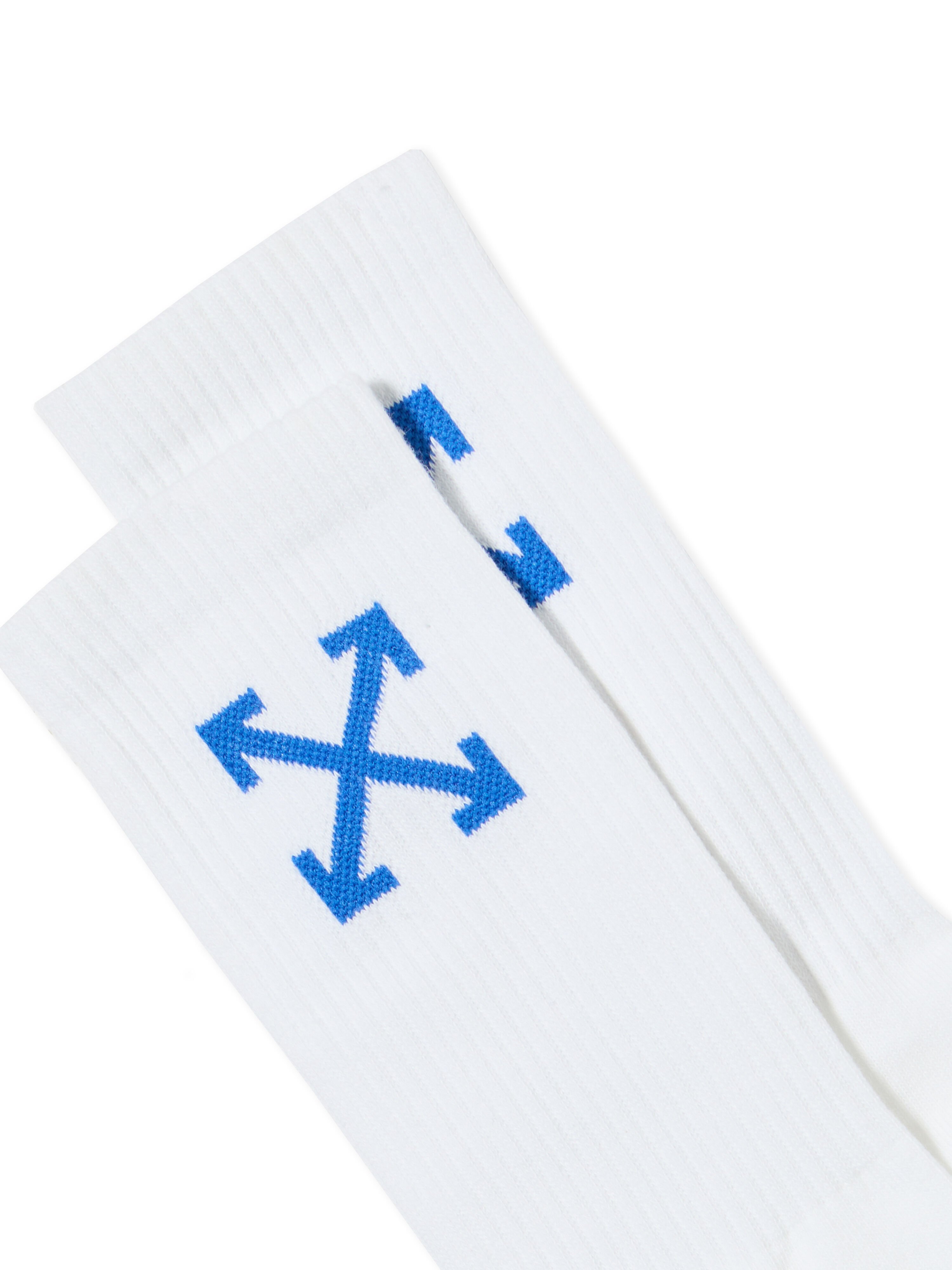 OFF WHITE Arrow Mid Calf Socks WHITE - NAVY BLUE OMRA080F25KNI001