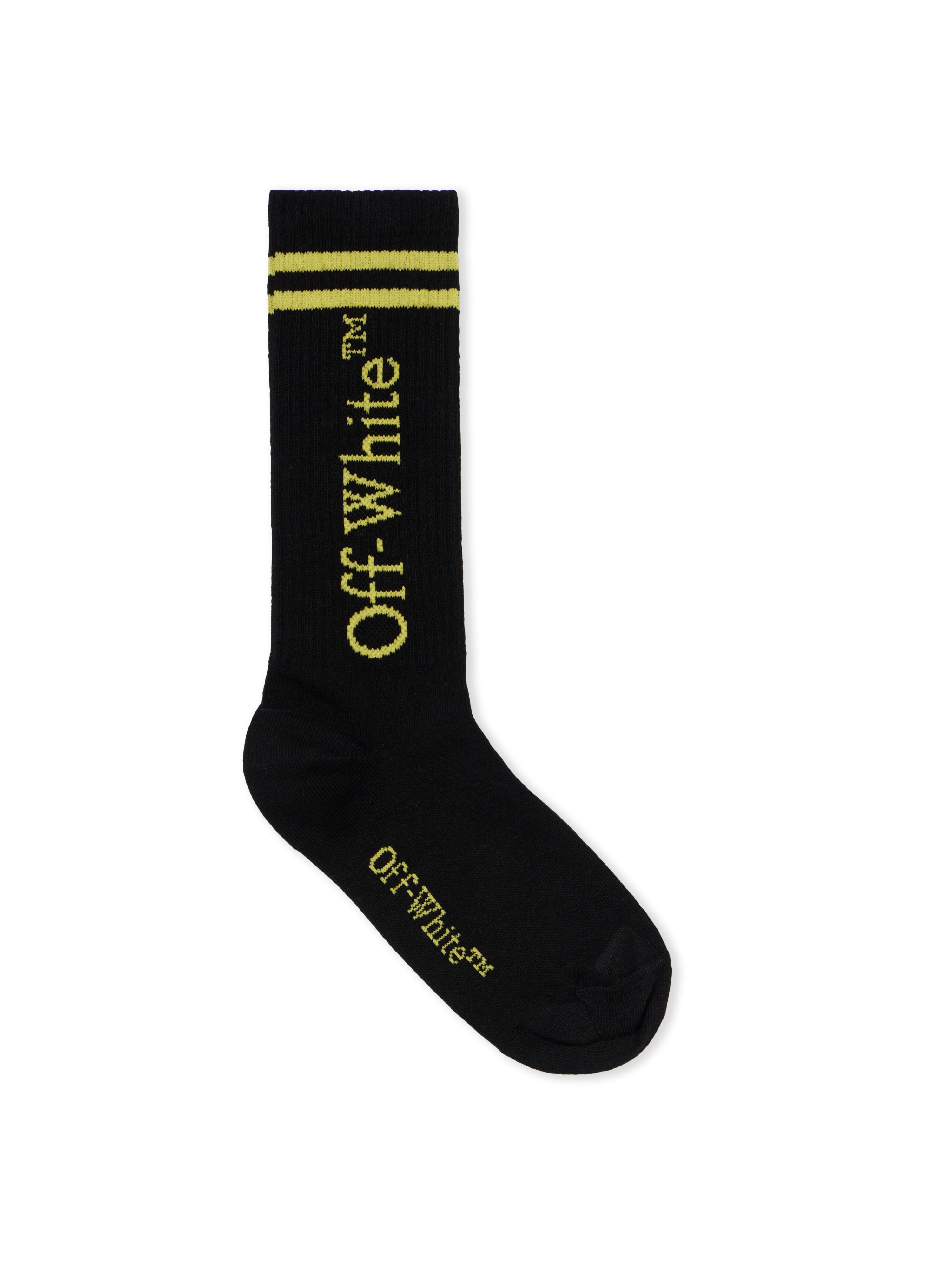 OFF WHITE Casual Logo Long Socks BLACK - YELLOW OBRA003F25KNI002
