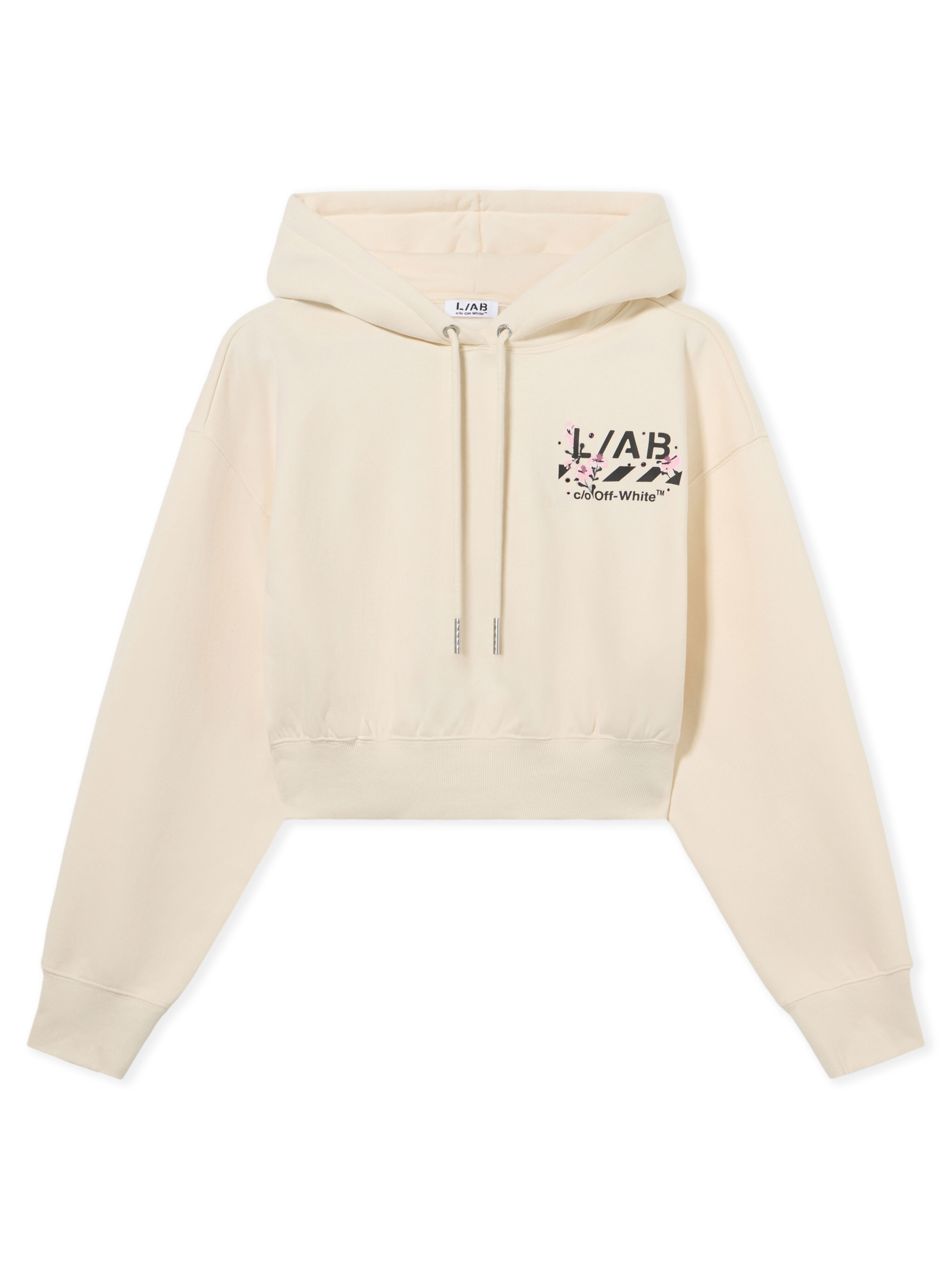 L/AB Floral Diagonal Crop Hoodie LAB L/AB Floral Diagonal Crop Hoodie Pristine LABF2639B00102T