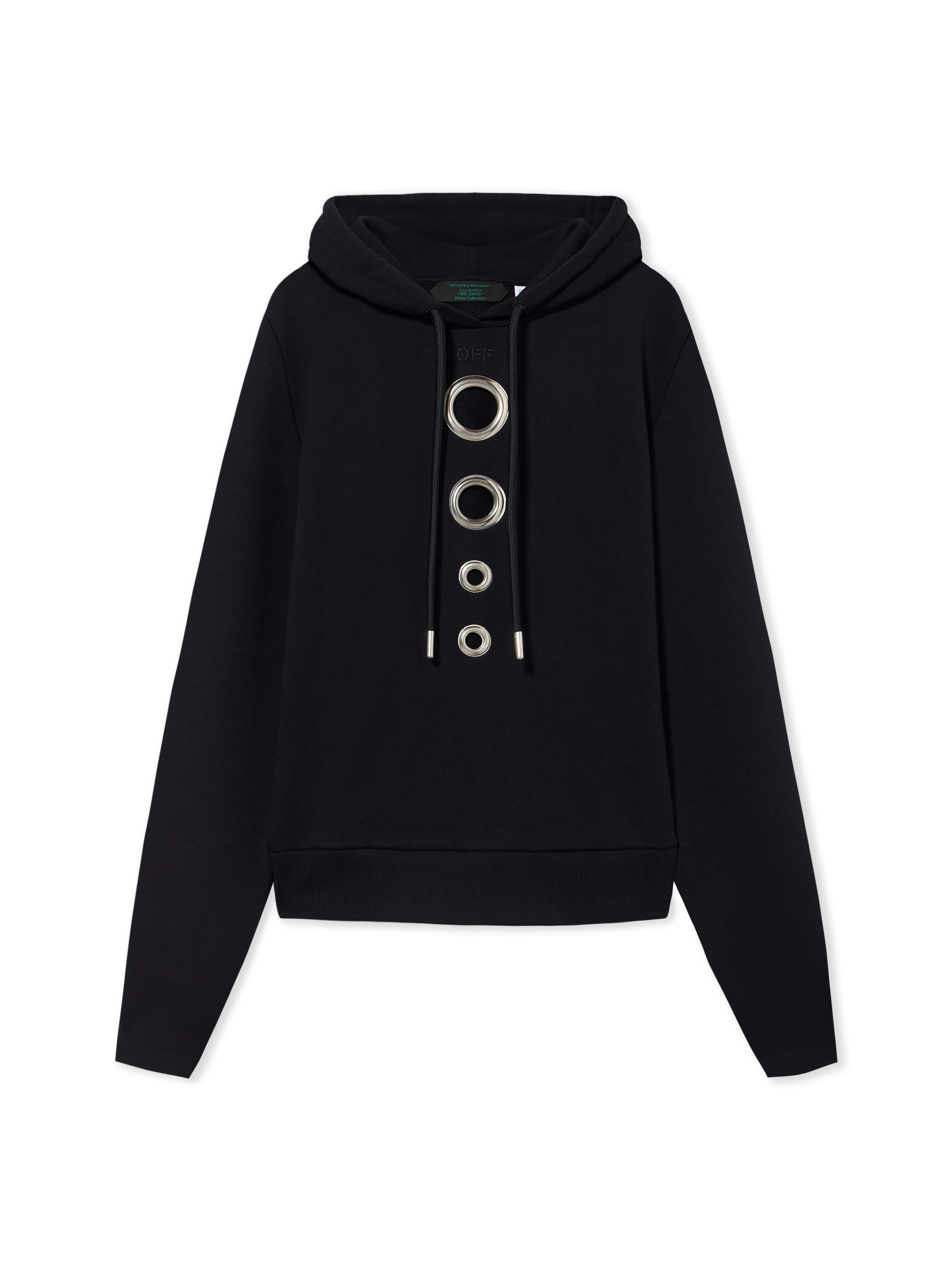 OFF WHITE Eyelet Meteor Slim Hoodie Black-Black 2FE00855T