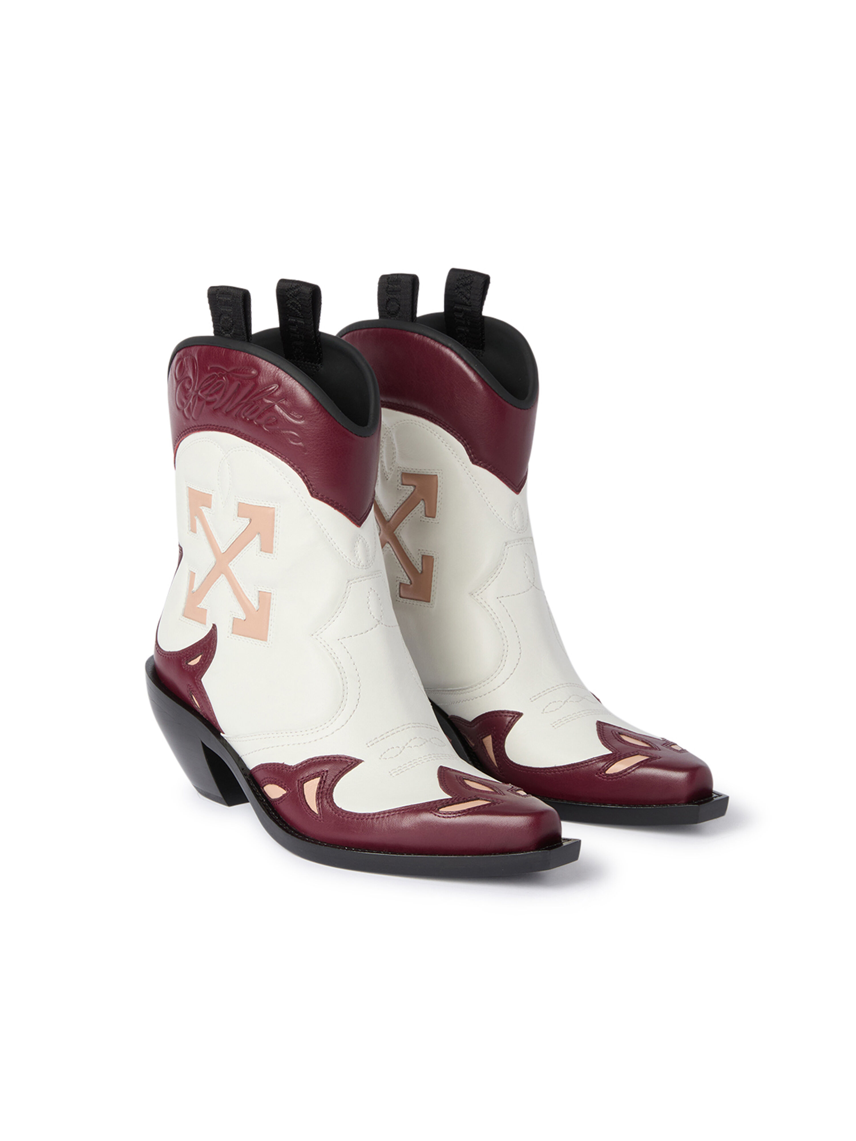 Santiago Texan Ankle Boots OFF WHITE Santiago Texan Ankle Boots OFF WHITE/BURGUNDY OF06091101