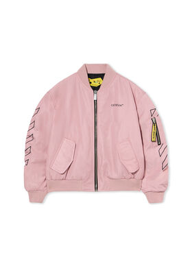 OFF WHITE Bookish Diagonal Bomber Jacket ROSE PINK - BLACK OGEH004F25FAB001