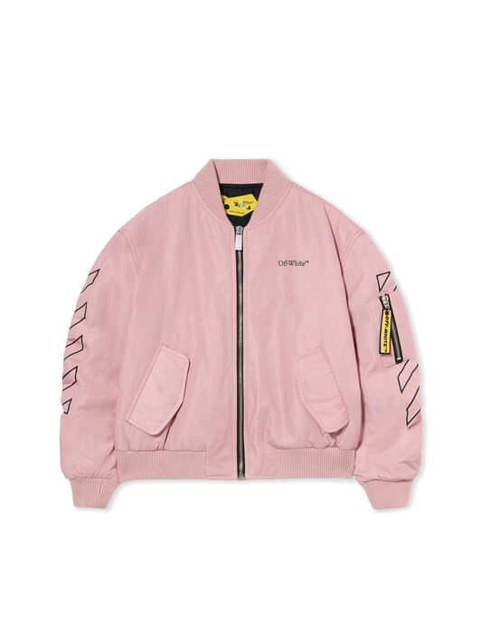OFF WHITE Bookish Diagonal Bomber Jacket ROSE PINK - BLACK OGEH004F25FAB001