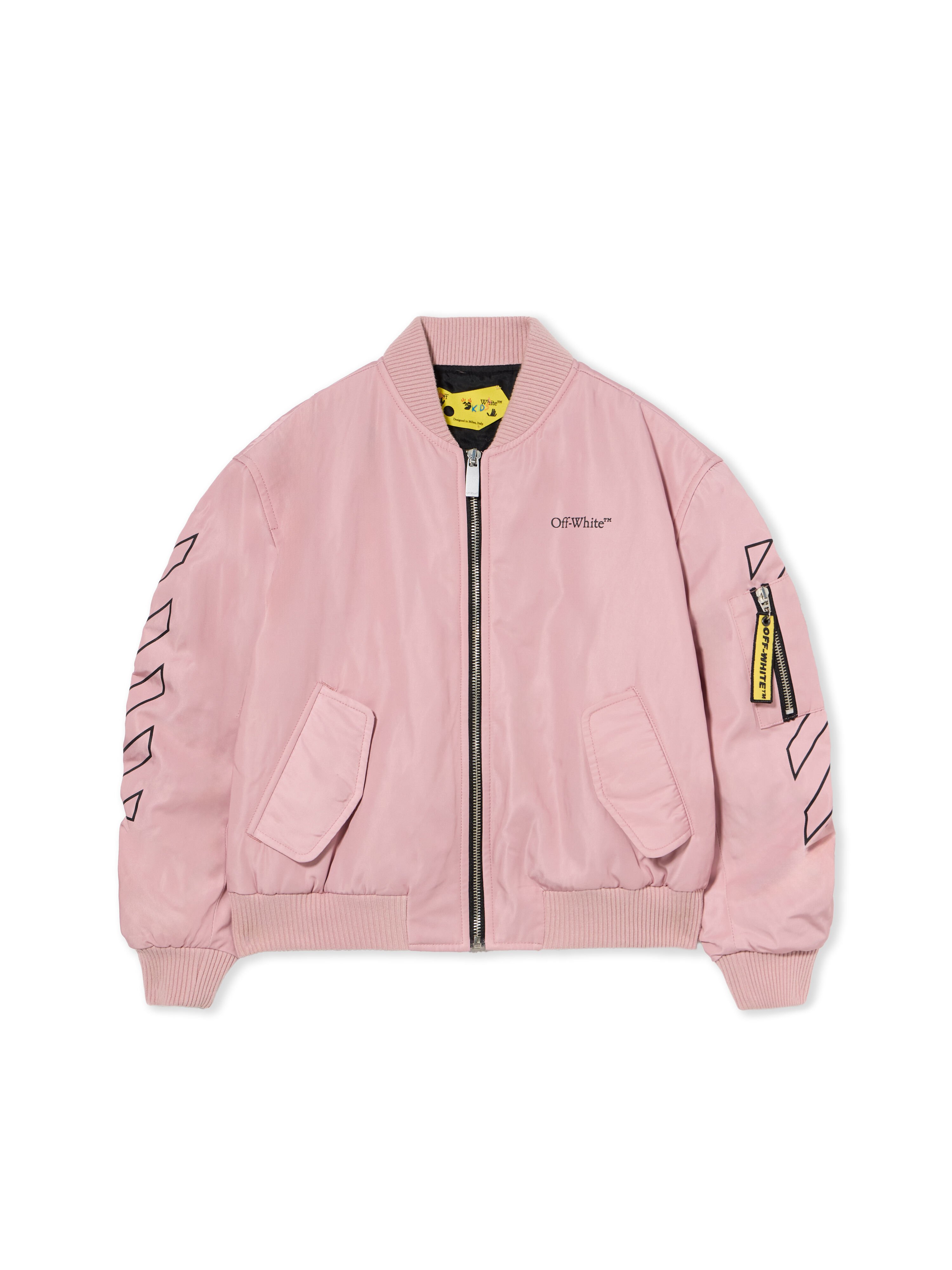 OFF WHITE Bookish Diagonal Bomber Jacket ROSE PINK - BLACK OGEH004F25FAB001