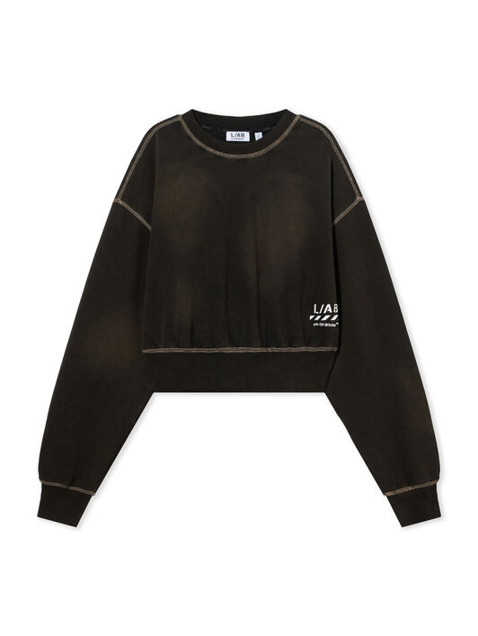 L/AB Crop Crewneck Sweatshirt LAB L/AB Crop Crewneck Sweatshirt Black Night LABF2639B00007T