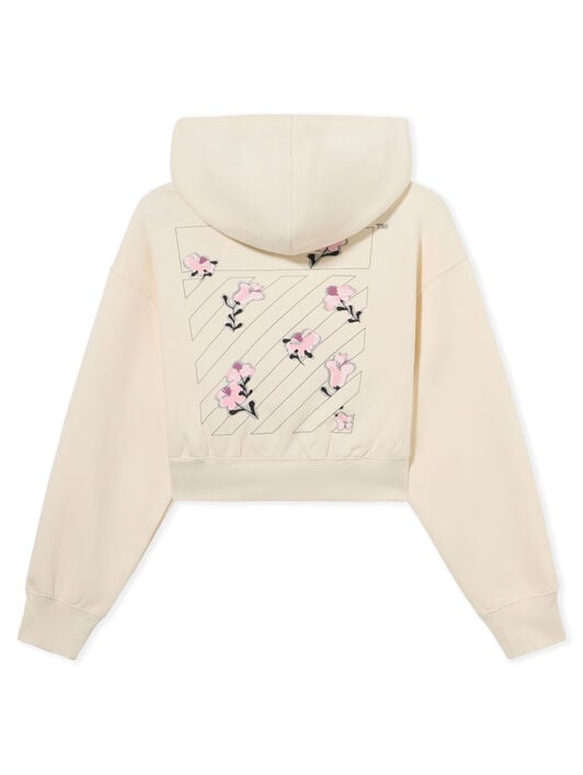 L/AB Floral Diagonal Crop Hoodie LAB L/AB Floral Diagonal Crop Hoodie Pristine LABF2639B00102T