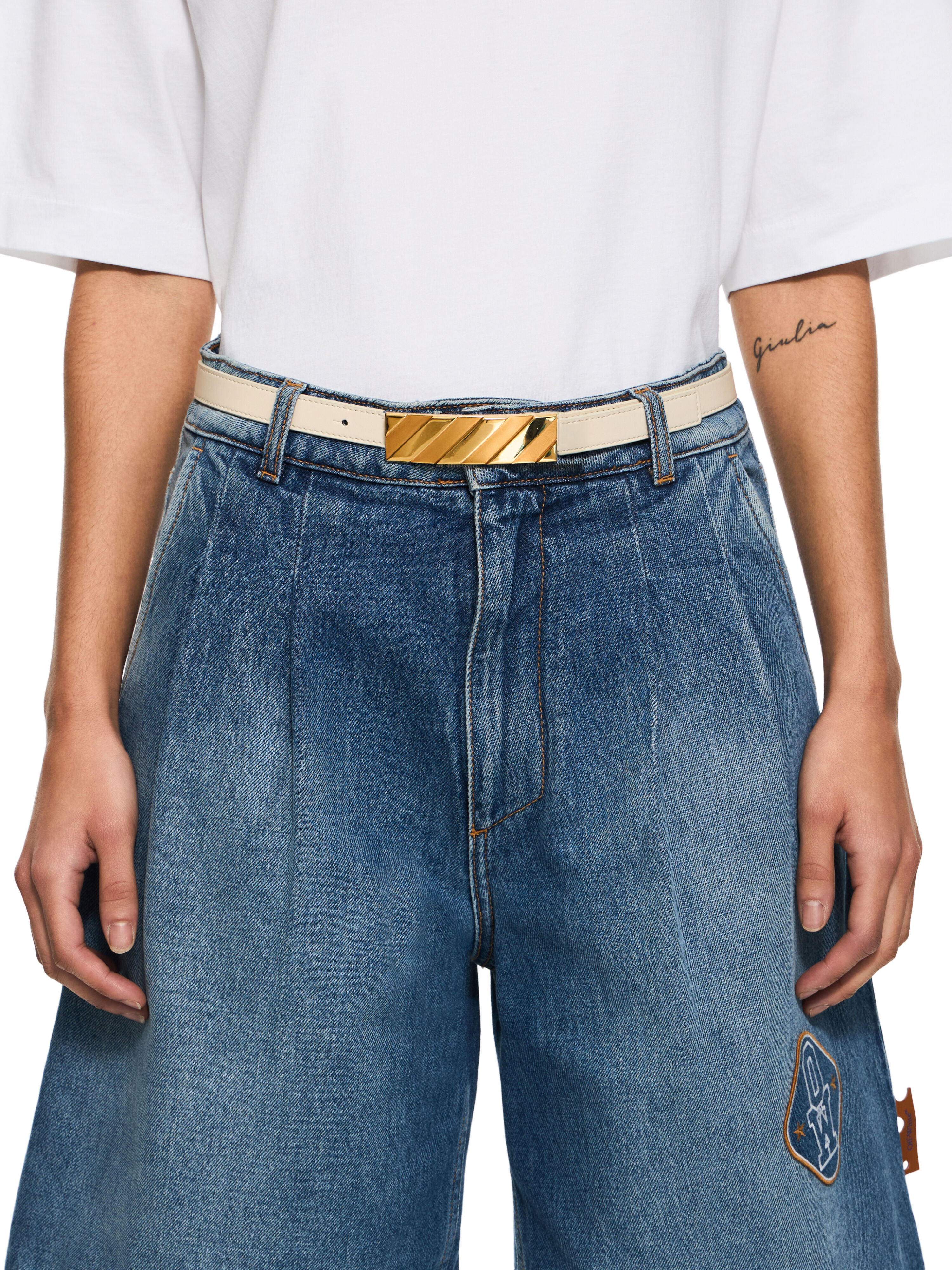 OFF WHITE Diagonal Belt 25Mm DUST OWRB13ES26LEA001