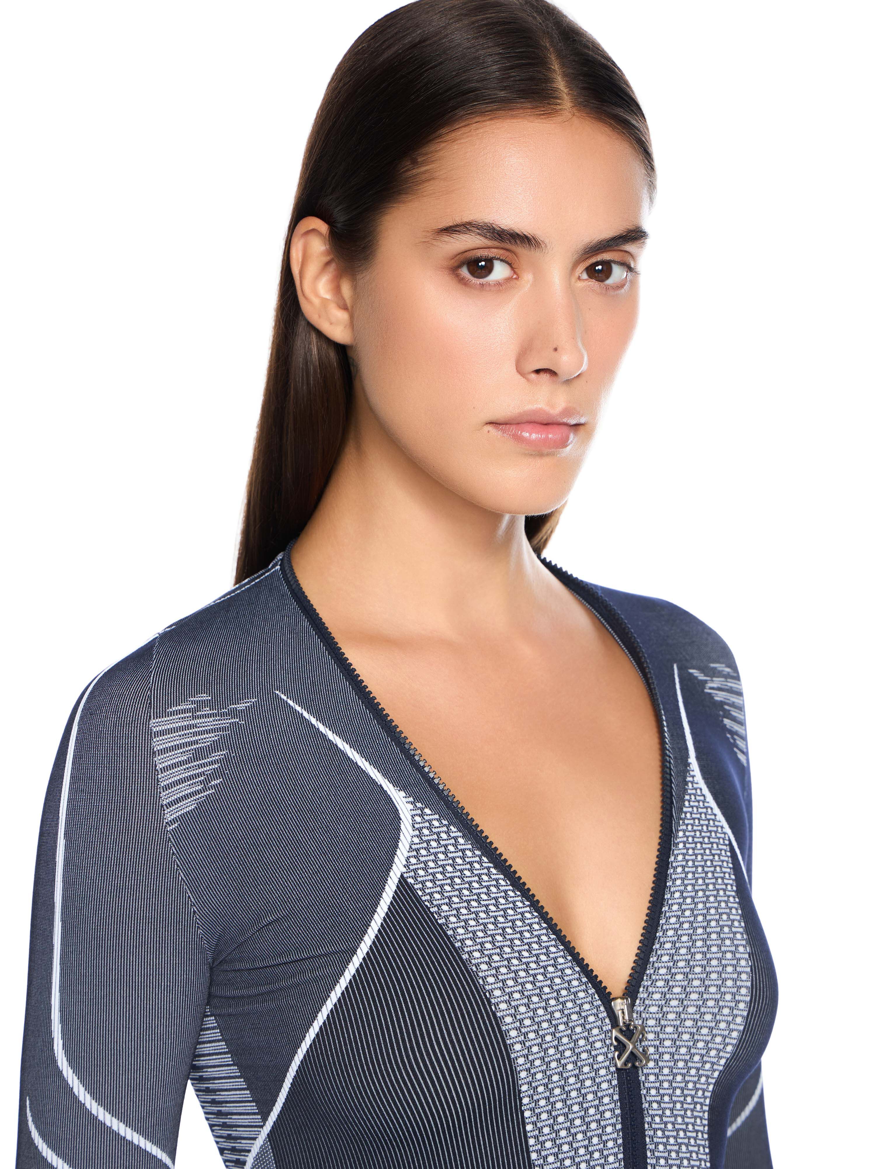 OFF WHITE Diag Seamless Zip Dress BLUE IRIS-WHITE OWVT028F25KNI001