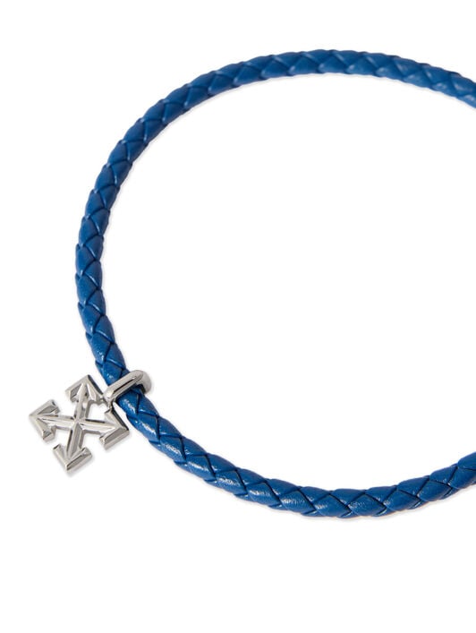 OFF WHITE Arrow Leather Bracelet NAVY BLUE - SILVER OMOA10NF25MET001