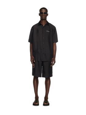 OFF WHITE Black Barber Arrow Silk Bowling Shirt GREY OMBB085S25FLE003