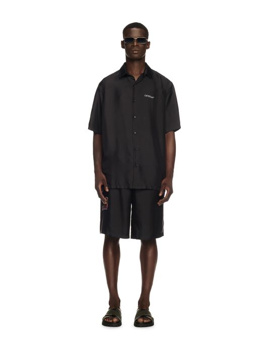 OFF WHITE Black Barber Arrow Silk Bowling Shirt BLACK OMGG013S25FAB009