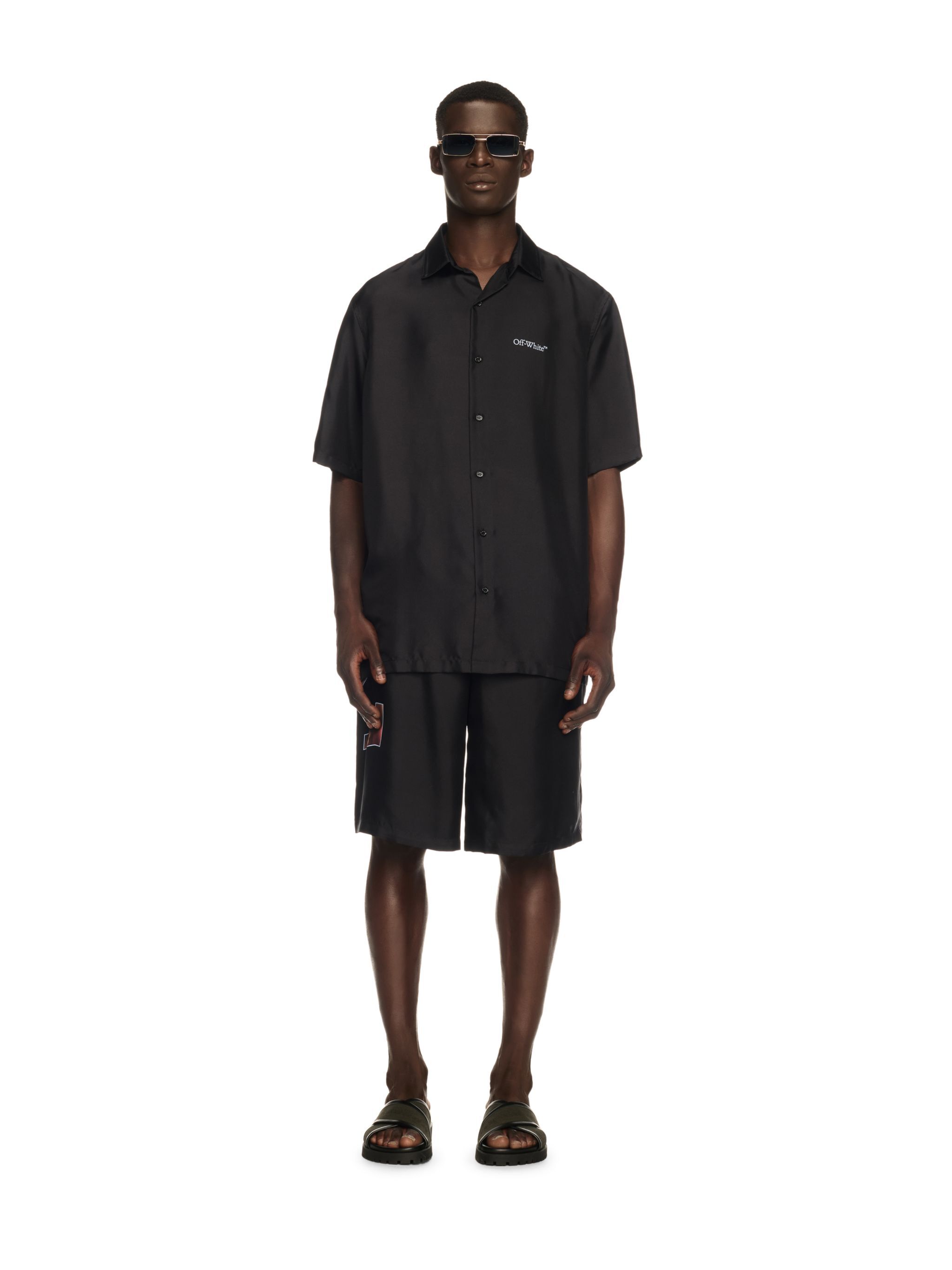 OFF WHITE Black Barber Arrow Silk Bowling Shirt BLACK OMGG013S25FAB009
