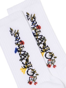 OFF WHITE Floral Pattern Mid Socks WHITE - MULTICOLOR OWRA035F25KNI001