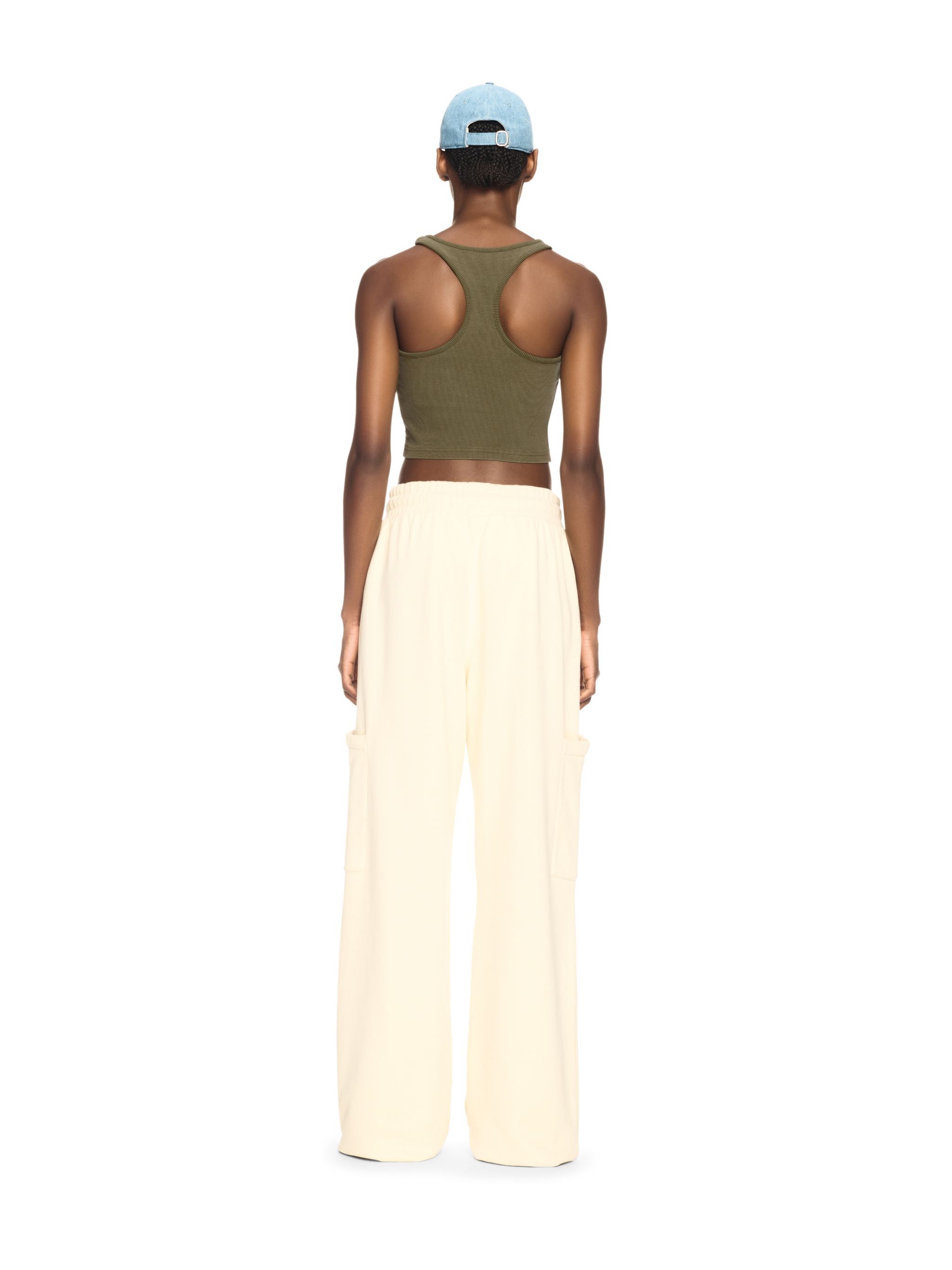 OFF WHITE Green Stamp Ribbed Rowing Top GREEN OWAD086S25JER002