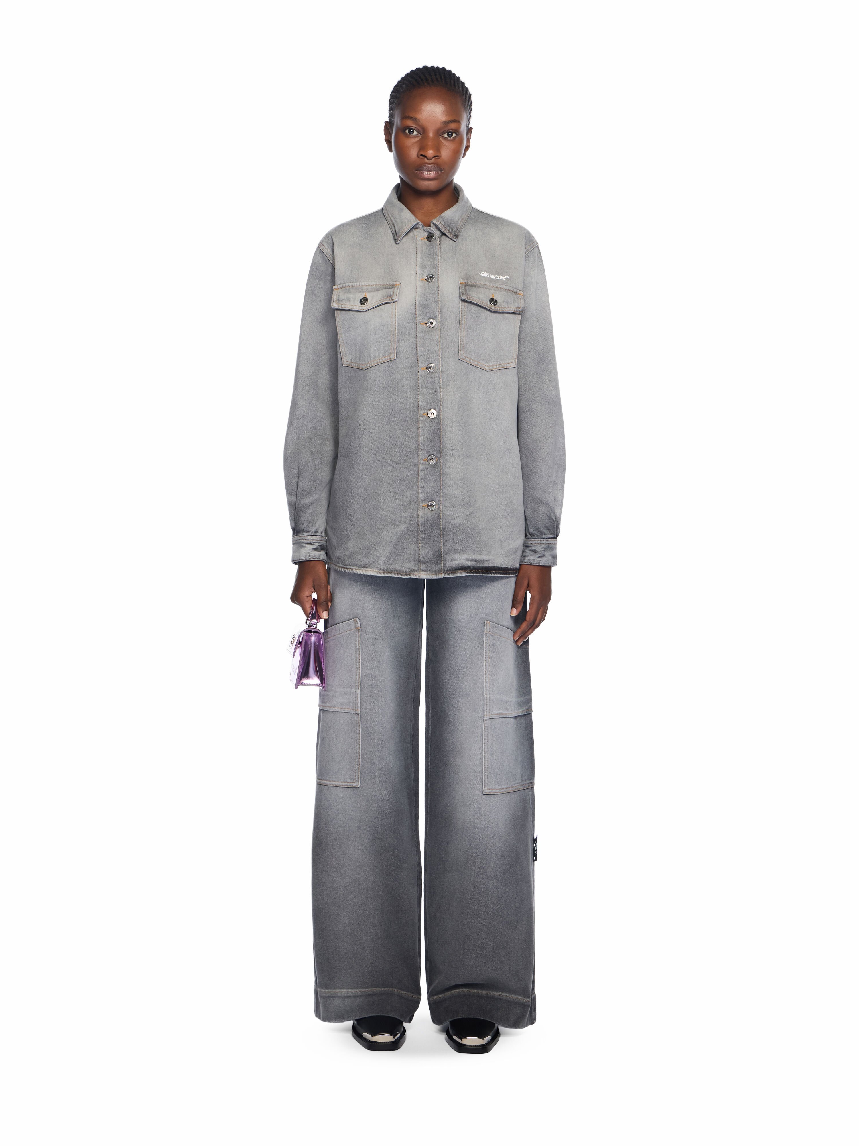 Ink Arrow Denim Shirt Jacket OFF WHITE Ink Arrow Denim Shirt Jacket BLEACH BLACK-WHITE OWYQ004F25DEN002