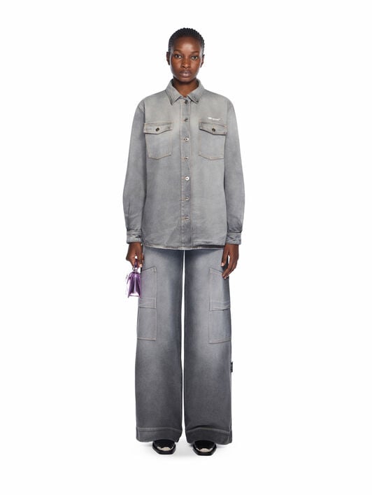 Ink Arrow Denim Shirt Jacket OFF WHITE Ink Arrow Denim Shirt Jacket BLEACH BLACK-WHITE OWYQ004F25DEN002