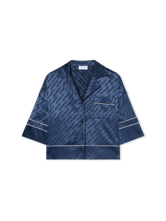 OFF WHITE Jacquard Satin Pajama Shirt BLUE IRIS-NO COLOR OWGG008F25FAB001