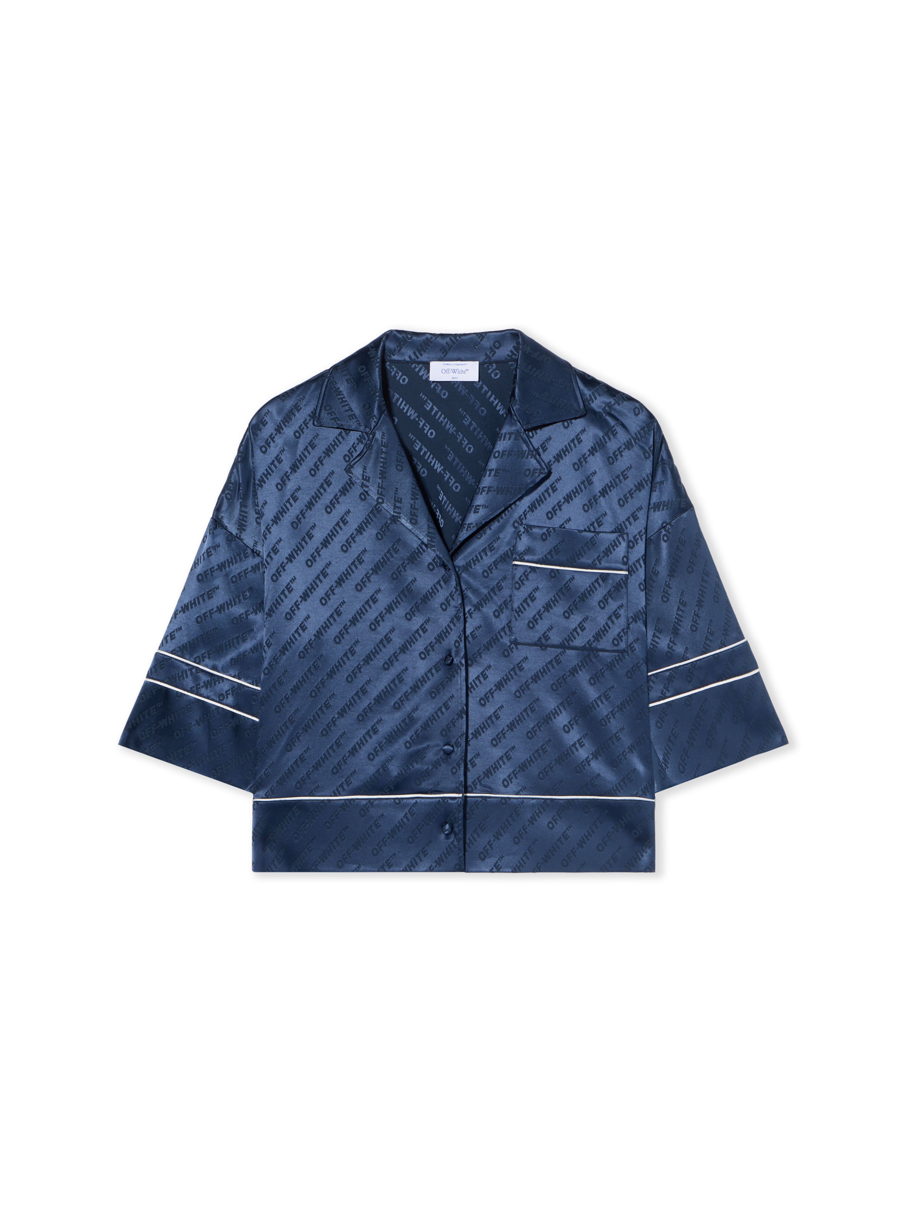 OFF WHITE Jacquard Satin Pajama Shirt BLUE IRIS-NO COLOR OWGG008F25FAB001