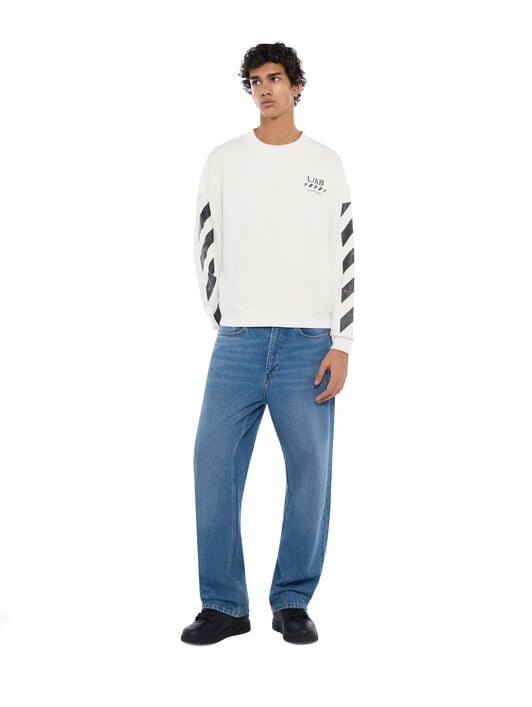 L/AB Diagonal Crewneck Sweatshirt LAB L/AB Diagonal Crewneck Sweatshirt WHITE 44LABF26K052