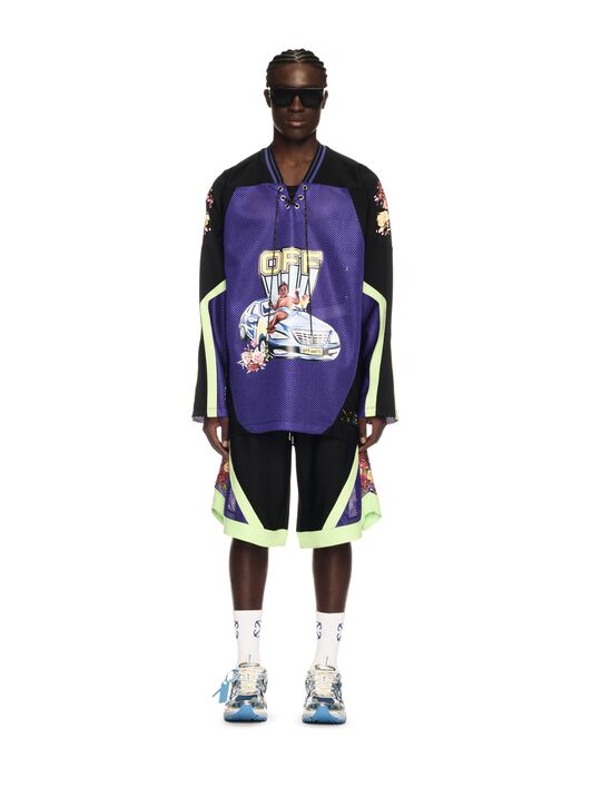 OFF WHITE Black Car Fresco Hockey Shorts BLACK OMCB09FS25JER001