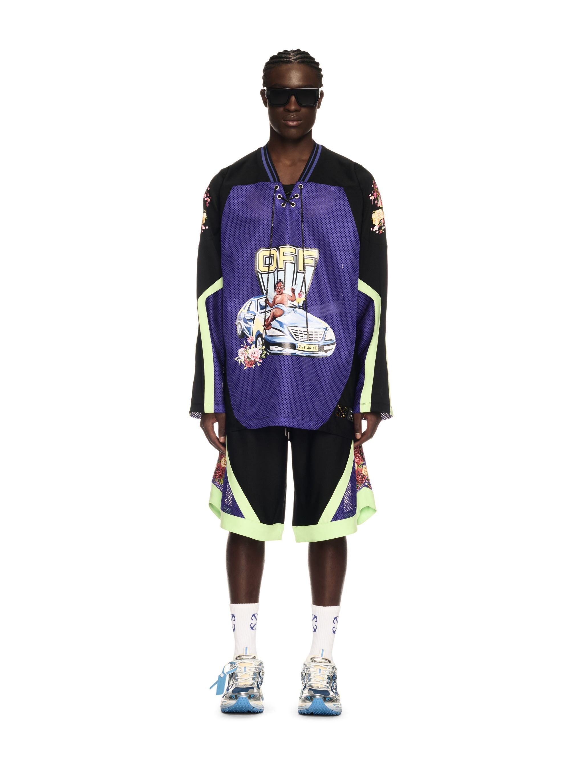 OFF WHITE Black Car Fresco Hockey Shorts BLACK OMCB09FS25JER001