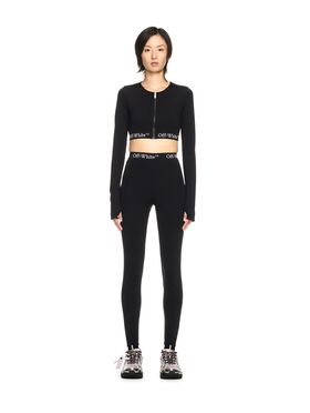 OFF WHITE Leggings Neri Con Banda Logata NERO OWVV003S25JER001
