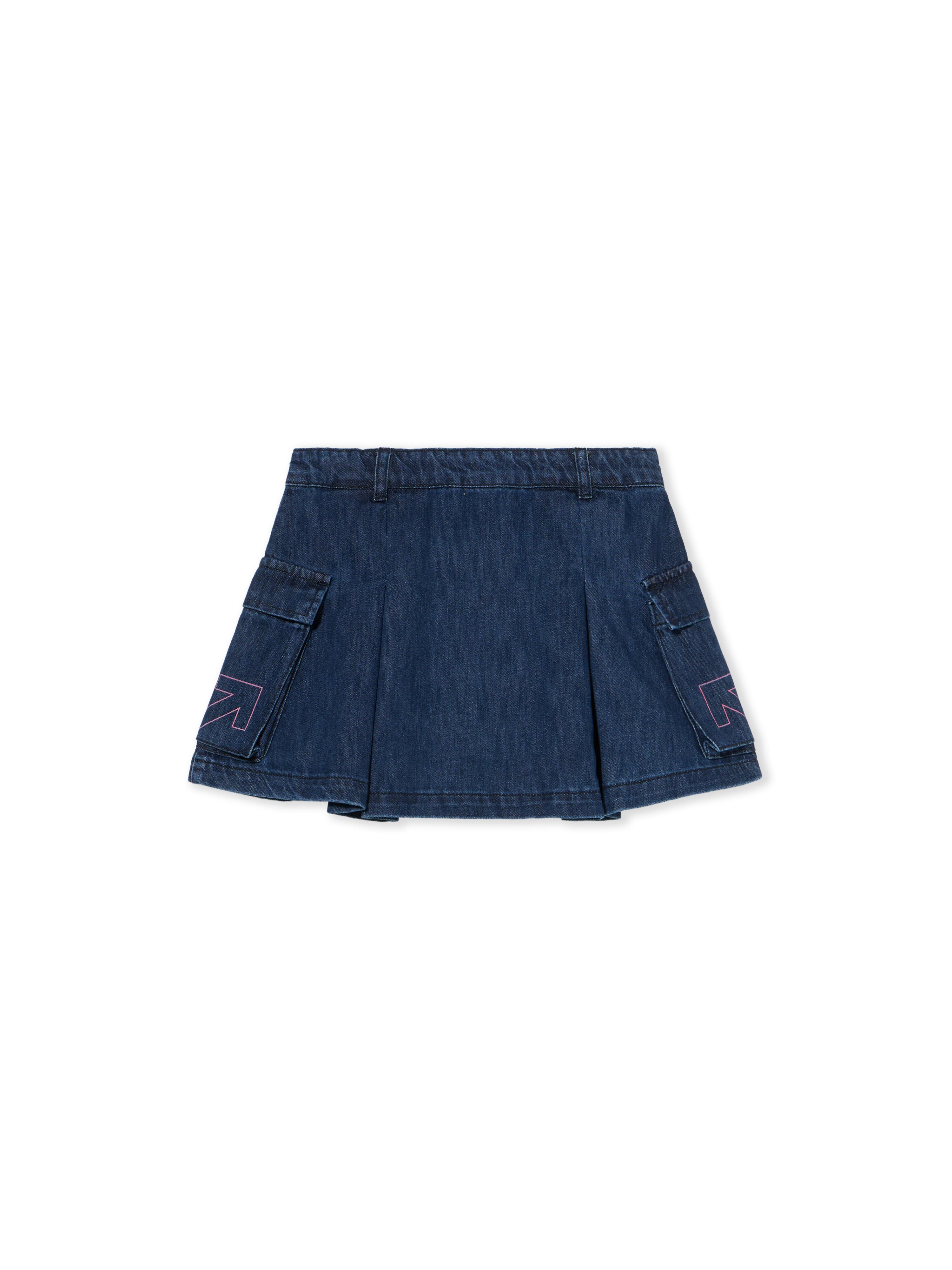 OFF WHITE Type Logo Denim Skirt INDIGO - FUCHSIA OGYF009F25DEN001