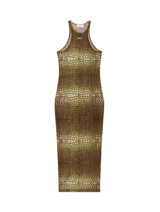 OFF WHITE Green Crocodile Mesh Racer Dress GREEN OWDB54JS25JER001