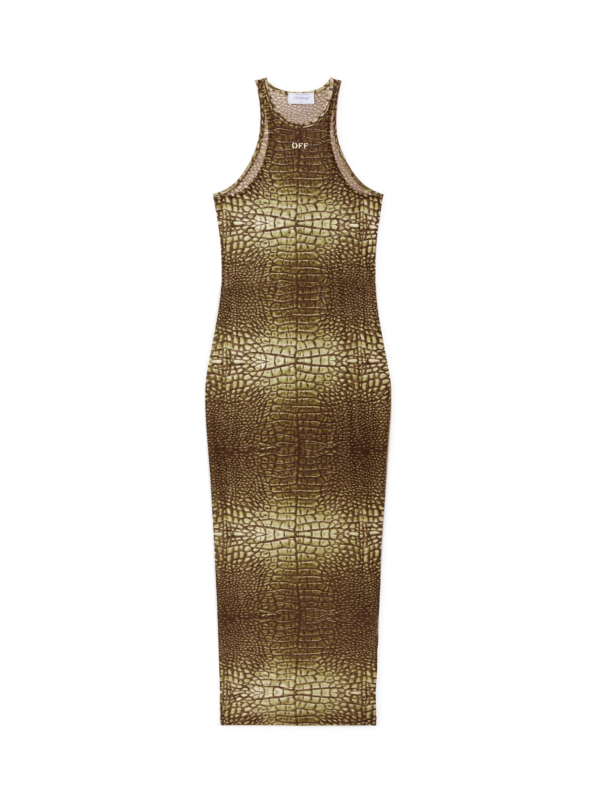 OFF WHITE Green Crocodile Mesh Racer Dress GREEN OWDB54JS25JER001