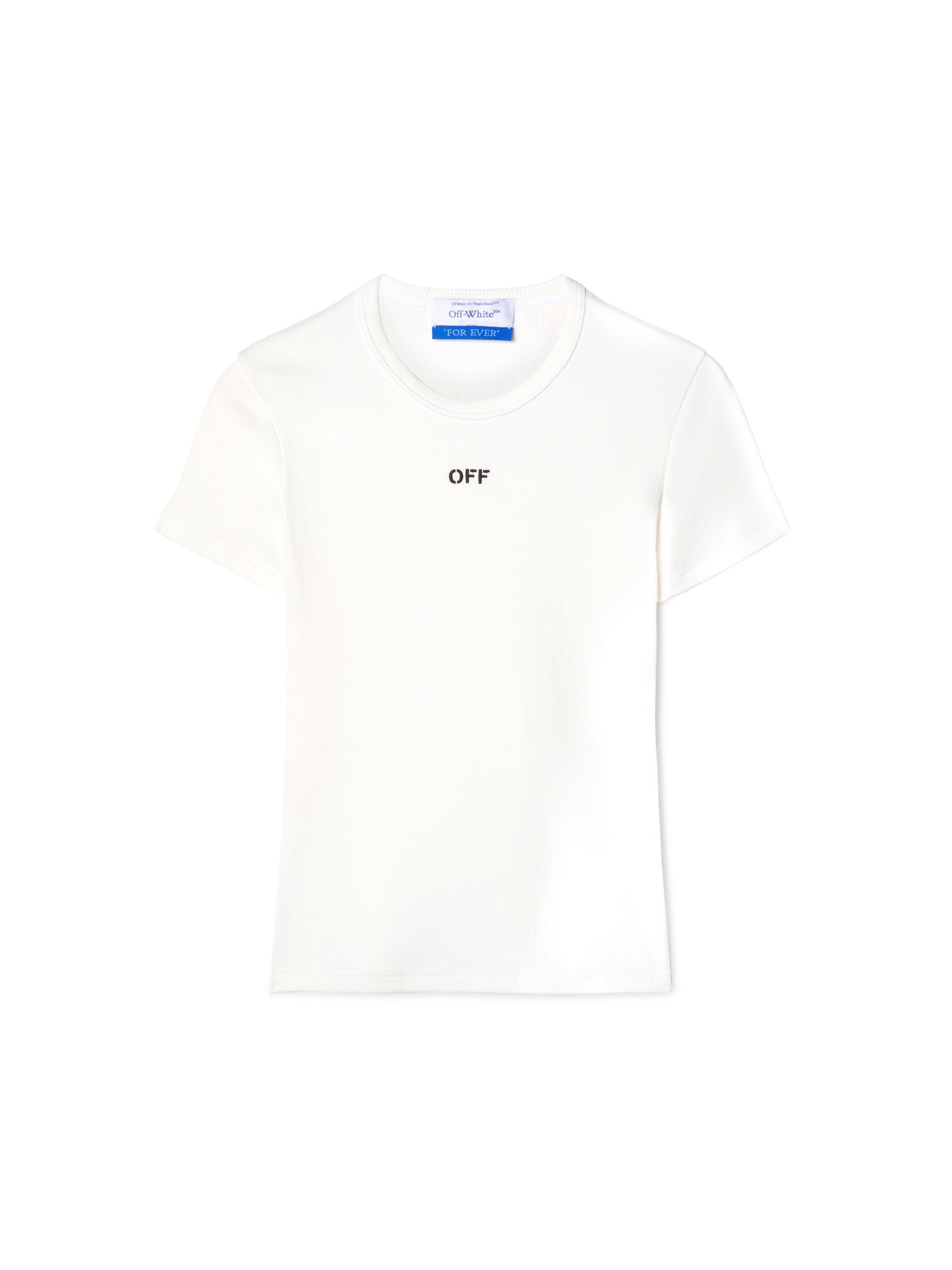 OFF WHITE White Off Stamp Ribbed Tee WHITE OWAA065C99JER005