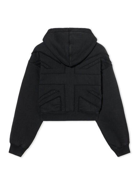 UK CROP HOODIE OFF WHITE UK CROP HOODIE WASHED BLACK-RED DAHLIA OWBB056F25FLE001