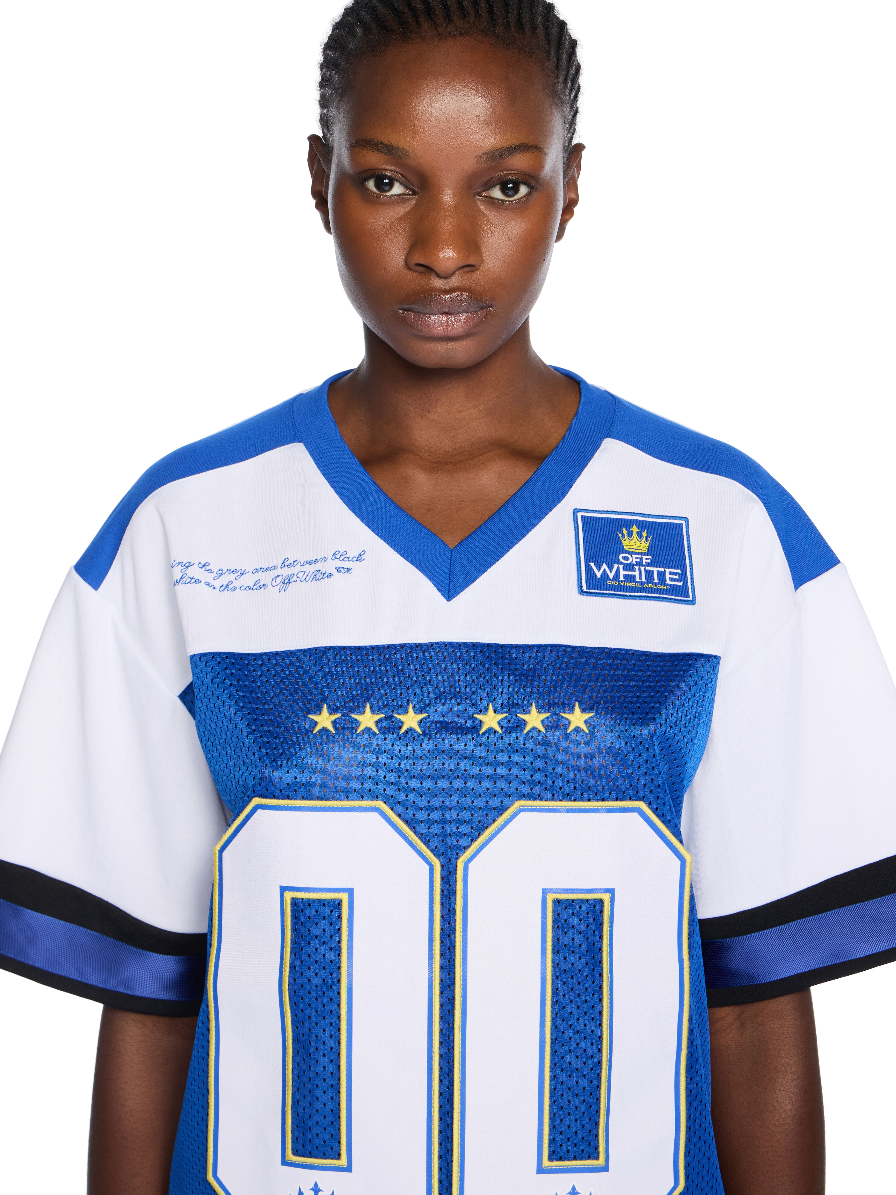 00 Royal Mesh Football Logo Tee in BLUE IRIS-WHITE for Women | Off