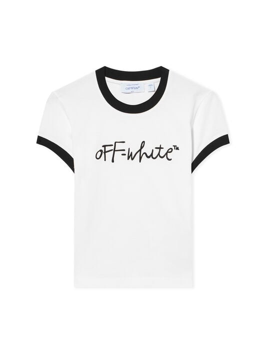 OFF WHITE Ow Embr Script Fitted Tee White-Black 2AA112S26JER001