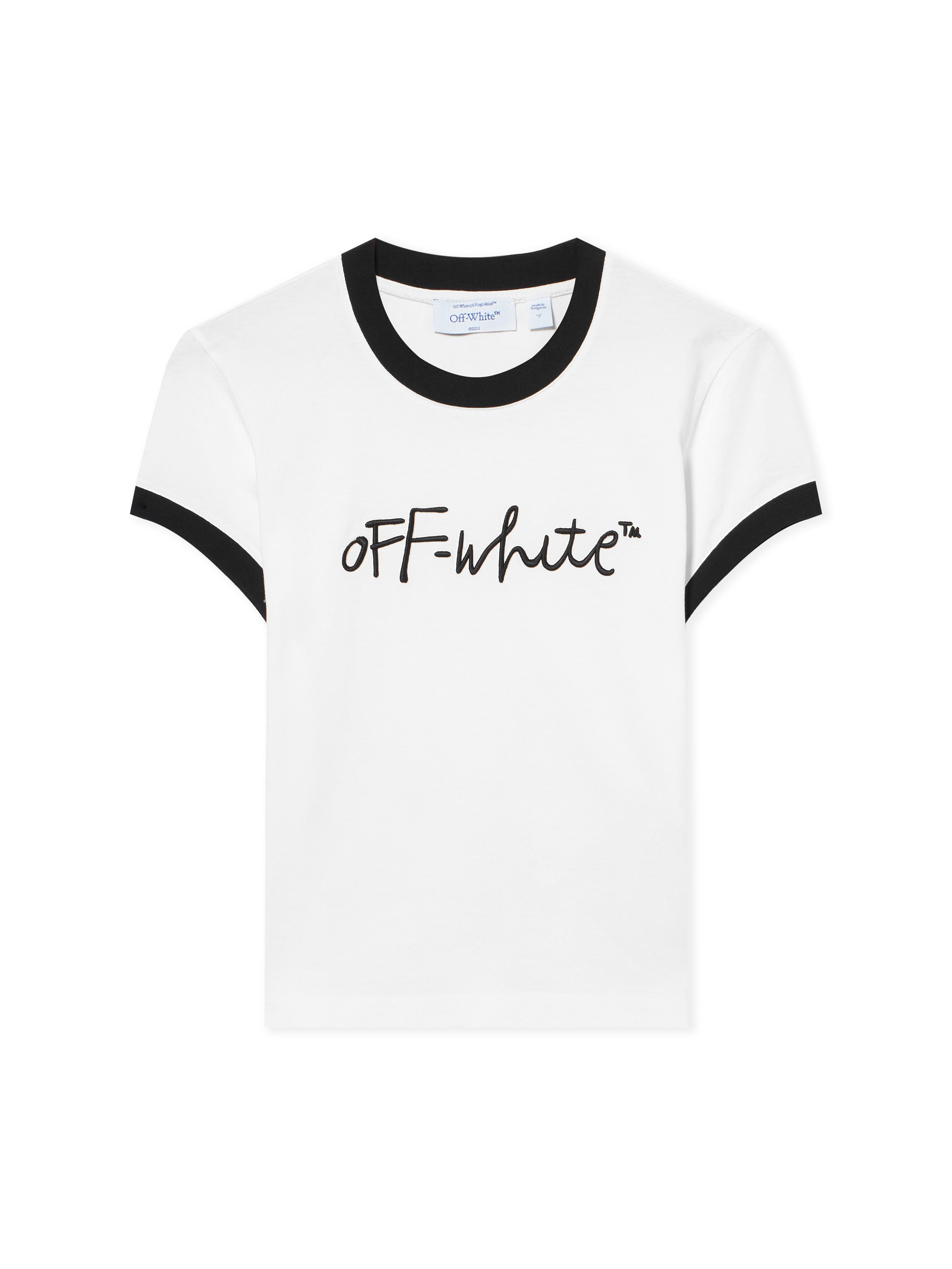 OFF WHITE Ow Embr Script Fitted Tee White-Black 2AA112S26JER001